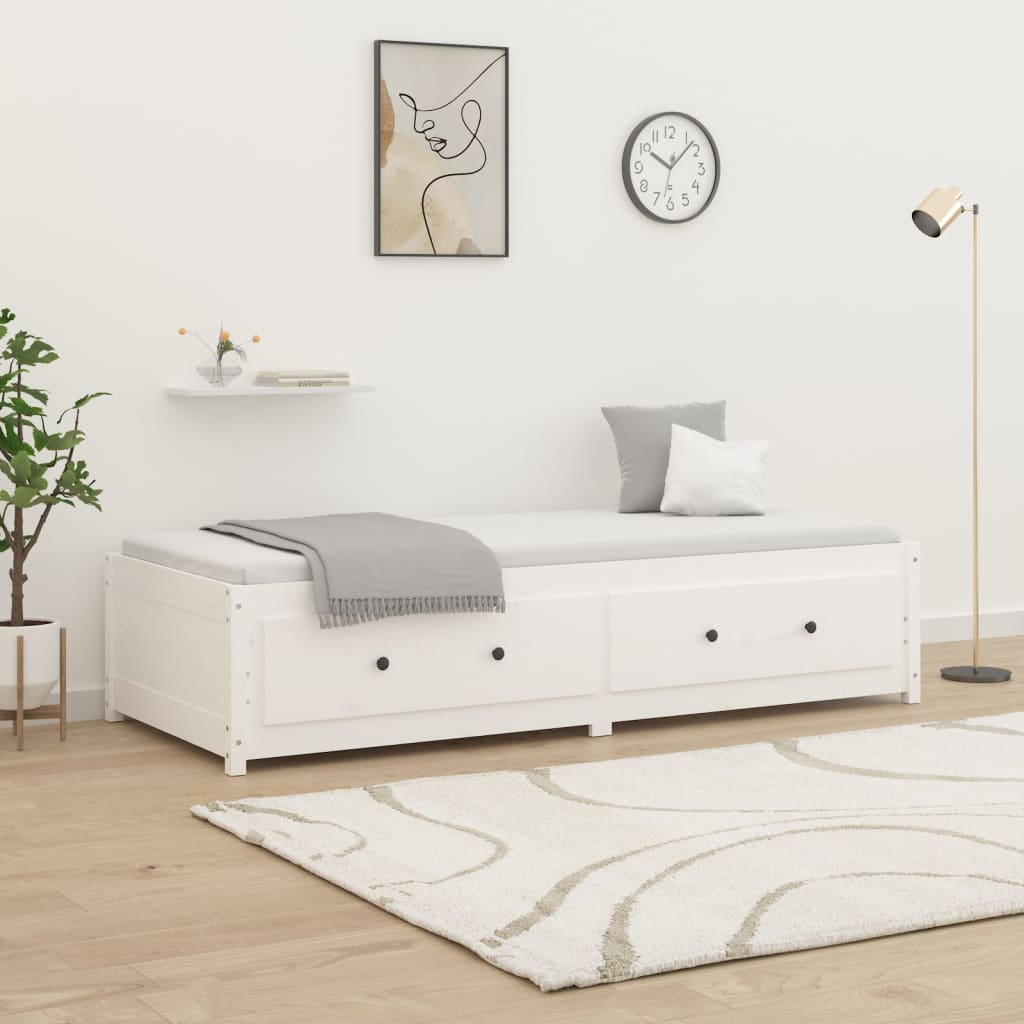 Lit de jour sans matelas blanc 80x200 cm bois de pin massif - XIOS