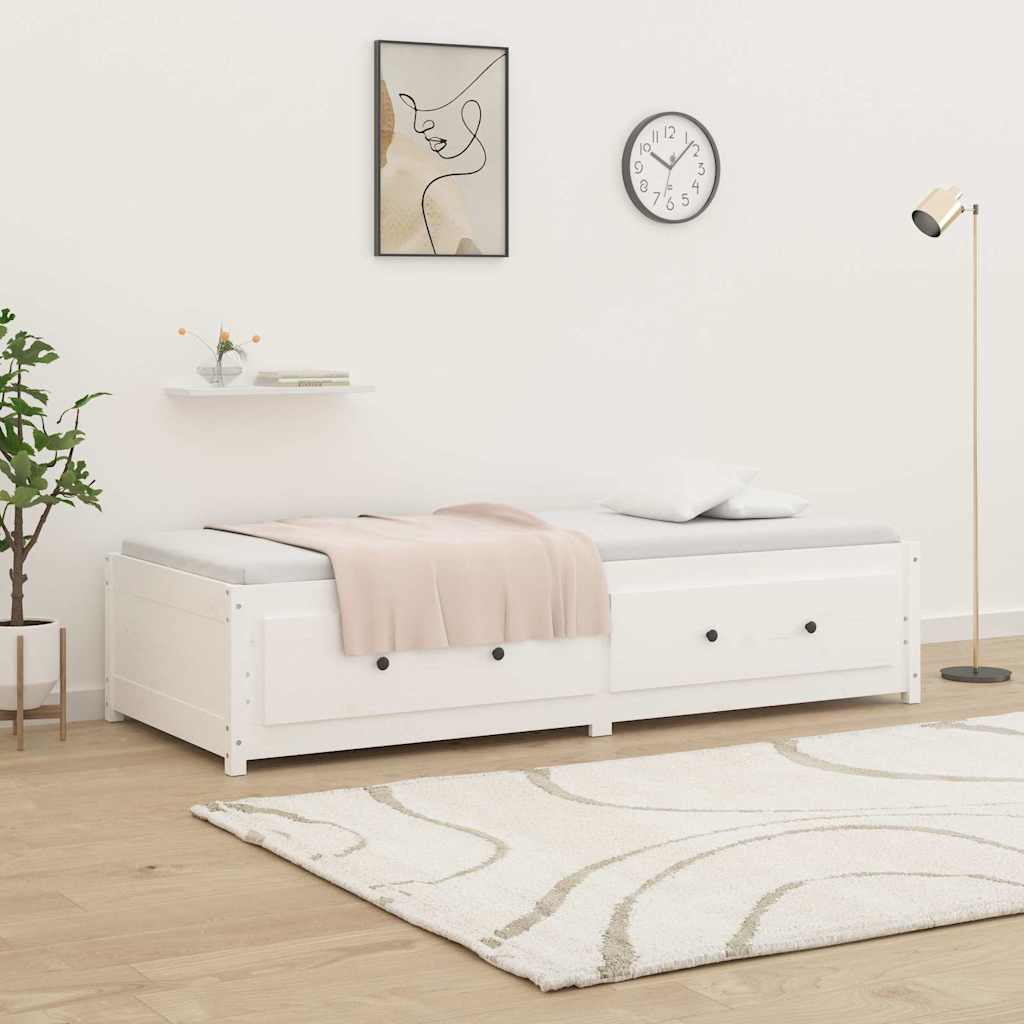 Lit de jour sans matelas blanc 90x200 cm bois de pin massif