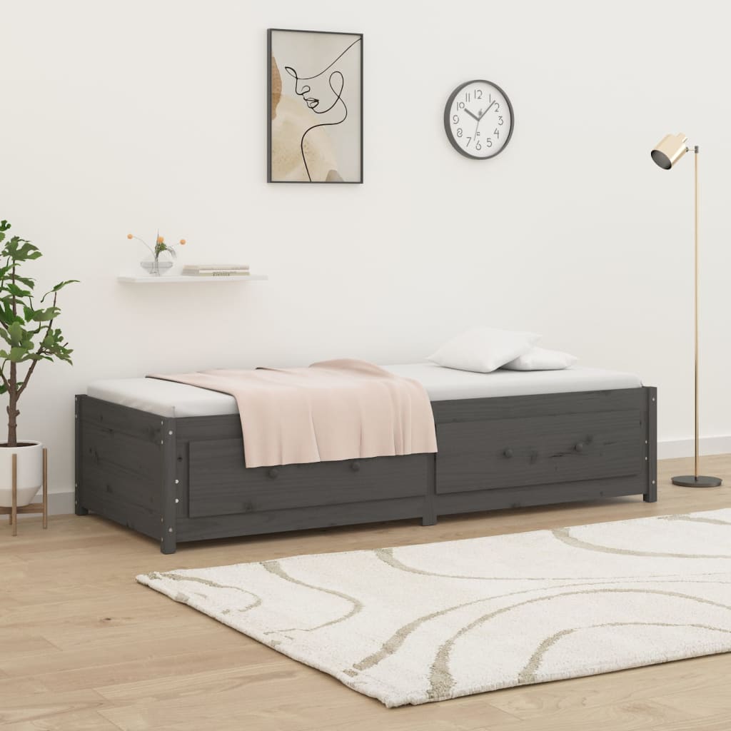 Lit de jour sans matelas gris 90x200 cm bois de pin massif - XIOS