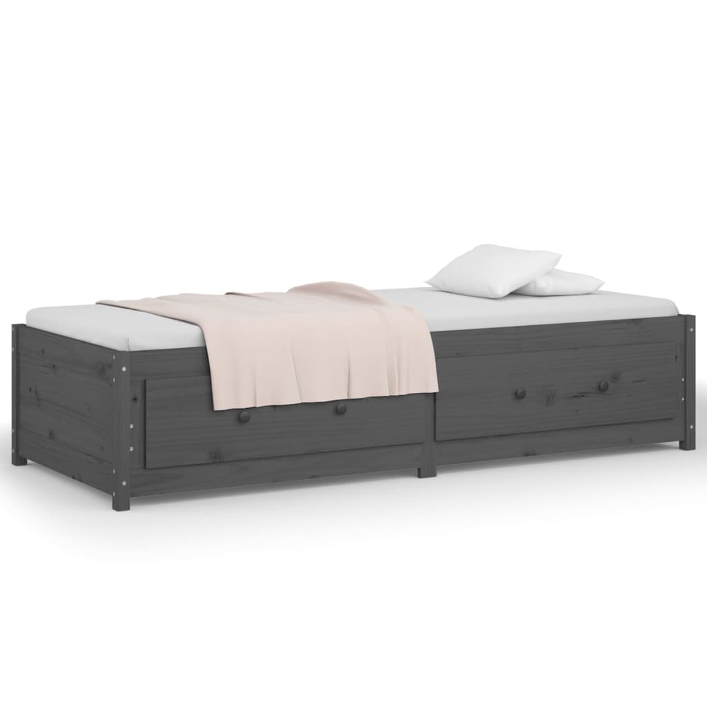 Lit de jour sans matelas gris 90x200 cm bois de pin massif - XIOS