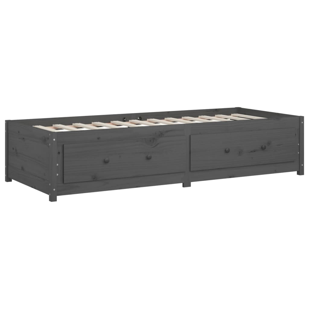 Lit de jour sans matelas gris 90x200 cm bois de pin massif - XIOS