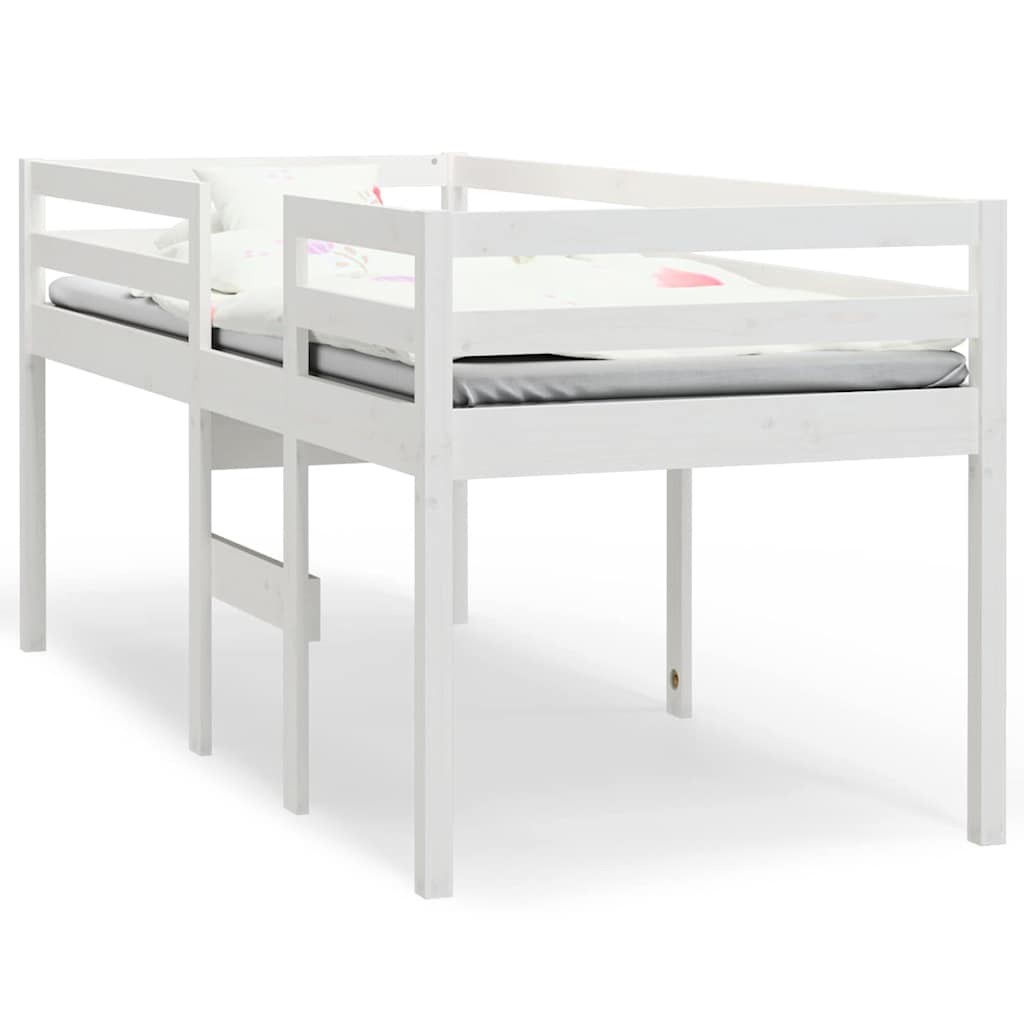 Lit haut sans matelas blanc 90x200 cm bois de pin massif - XIOS