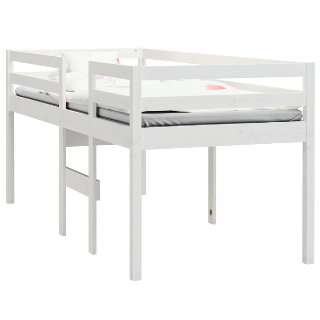 Lit haut sans matelas blanc 80x200 cm bois de pin massif - XIOS