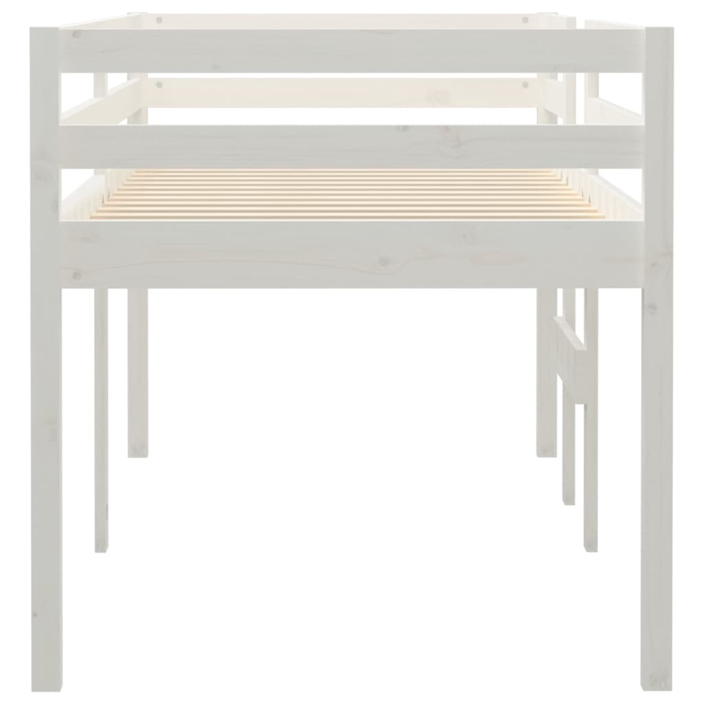 Lit haut sans matelas blanc 90x190 cm bois de pin massif - XIOS