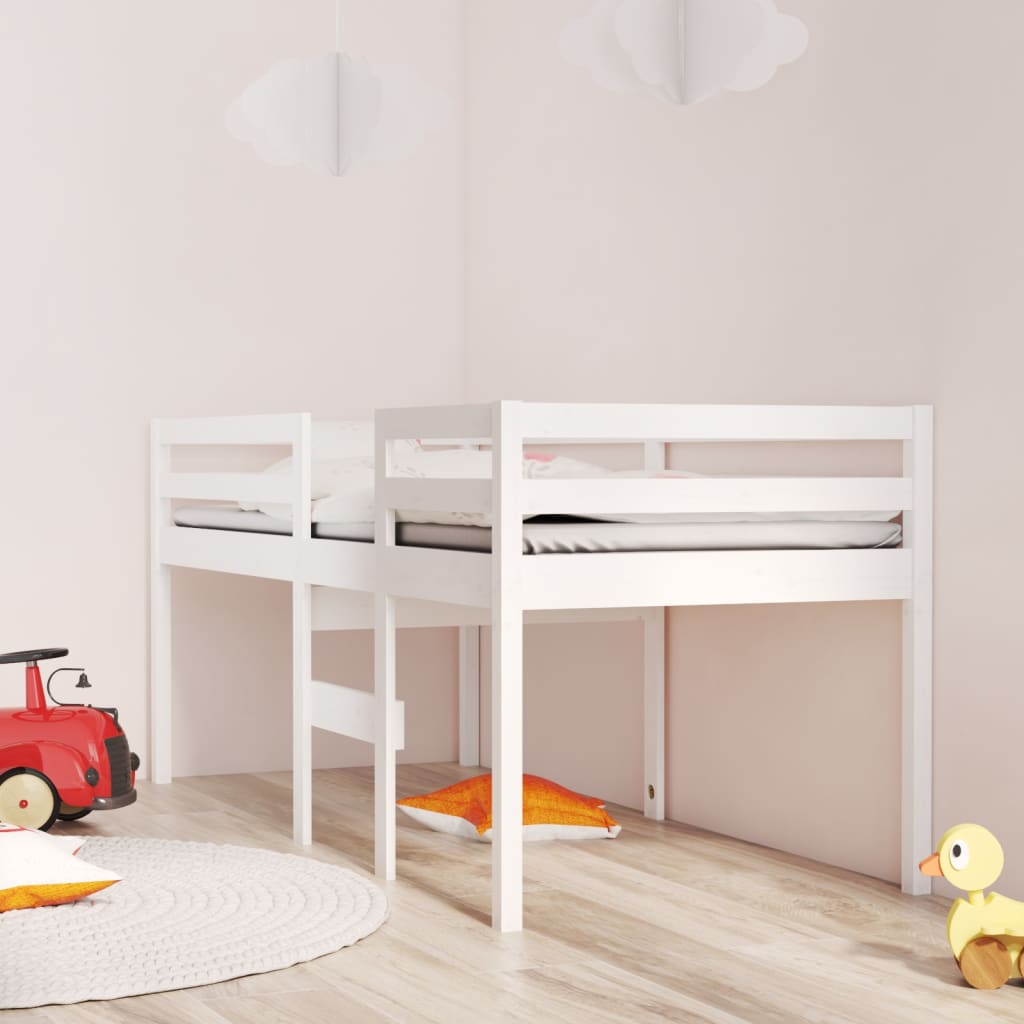 Lit haut sans matelas blanc 90x190 cm bois de pin massif - XIOS
