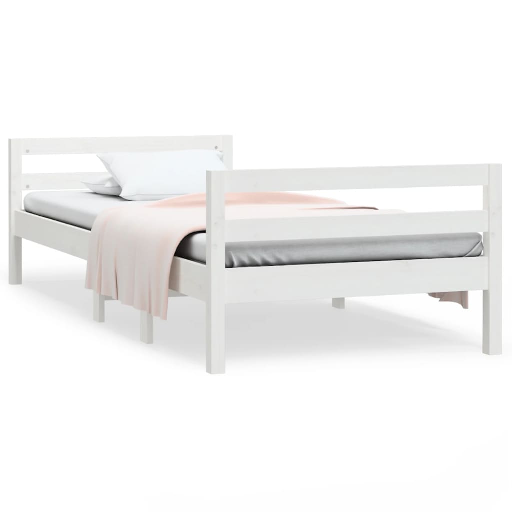 Cadre de lit sans matelas blanc 90x190 cm bois de pin massif - XIOS