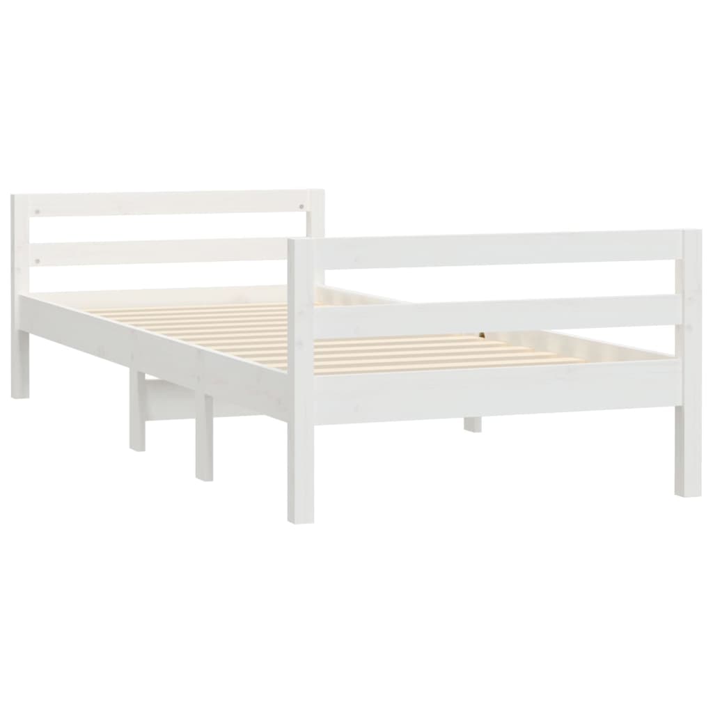 Cadre de lit sans matelas blanc 90x190 cm bois de pin massif - XIOS