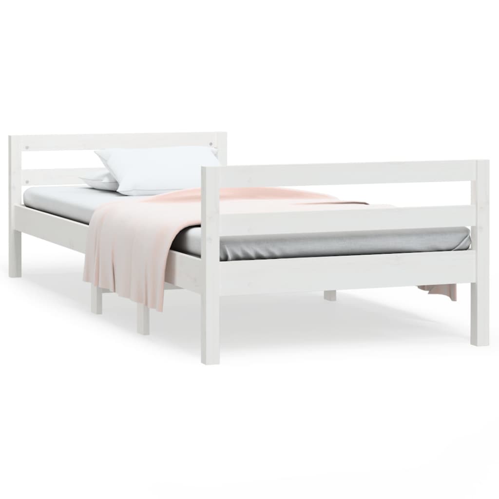 Cadre de lit sans matelas blanc 75x190 cm bois de pin massif - XIOS