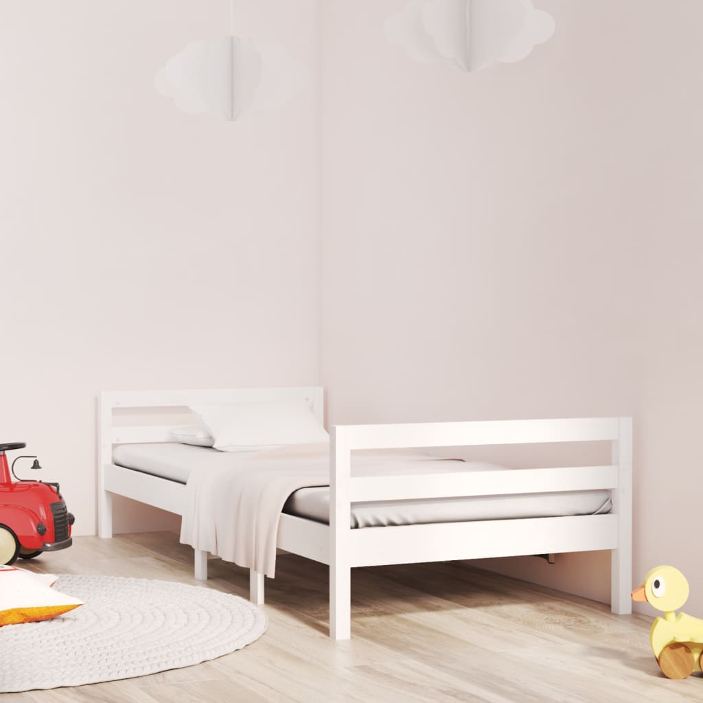 Cadre de lit sans matelas blanc 75x190 cm bois de pin massif - XIOS