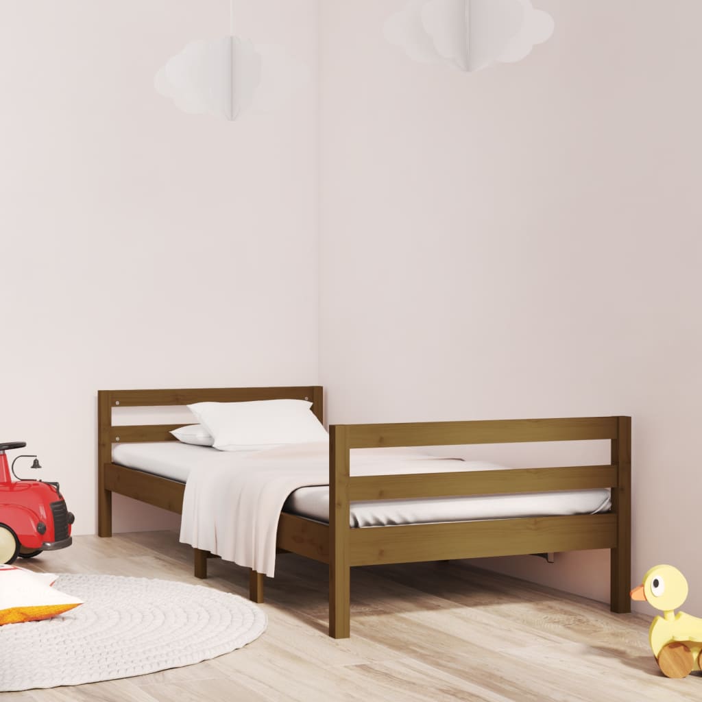 Cadre de lit sans matelas marron miel 75x190 cm bois pin massif - XIOS