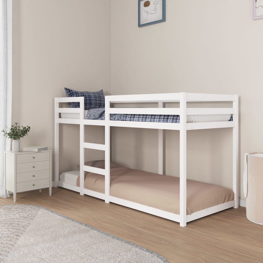 Lit superposé sans matelas blanc 80x200 cm bois de pin massif - XIOS