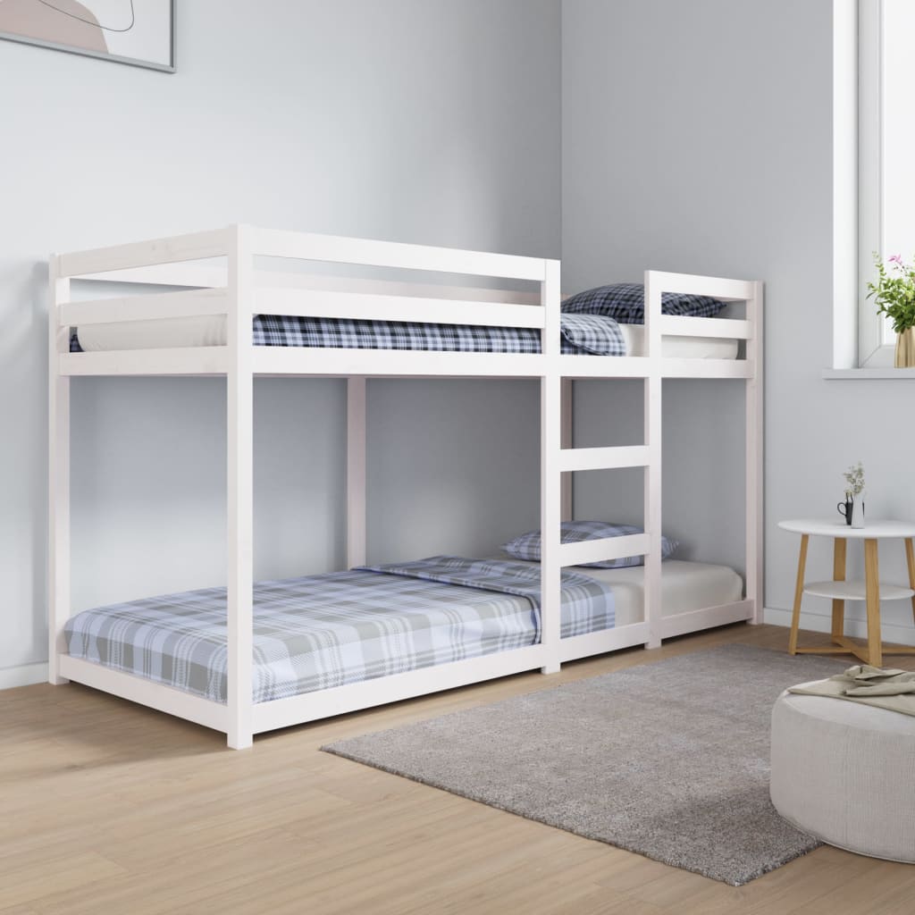 Lit superposé sans matelas blanc 80x200 cm bois de pin massif - XIOS