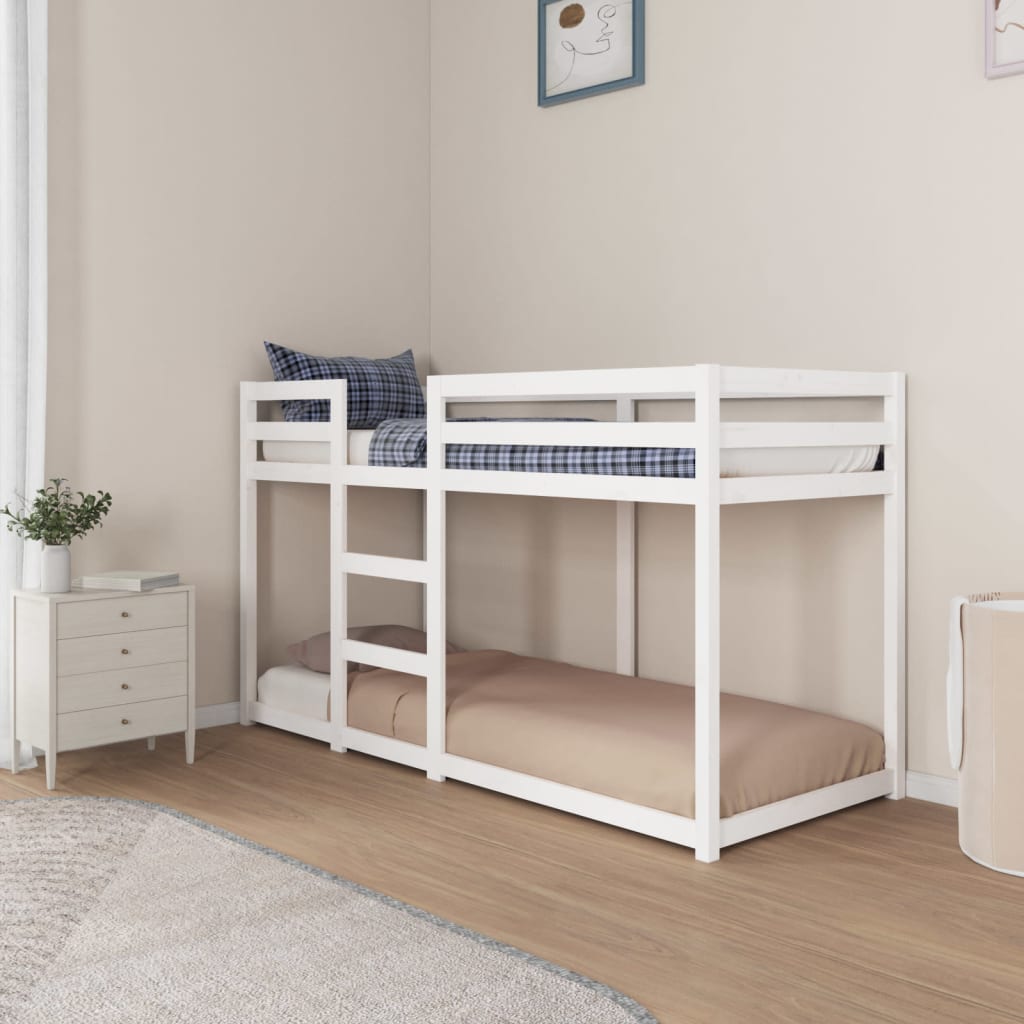 Lit superposé sans matelas blanc 75x190 cm bois de pin massif - XIOS