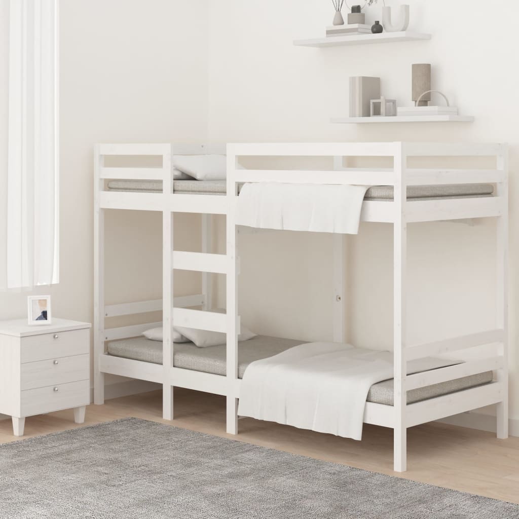 Lit superposé sans matelas blanc 90x200 cm bois de pin massif - XIOS