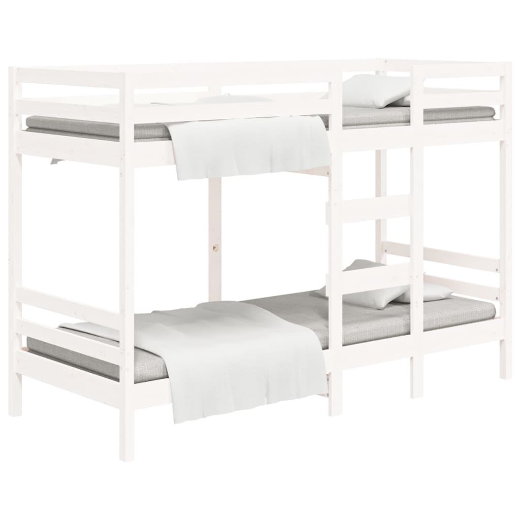 Lit superposé sans matelas blanc 90x190 cm bois de pin massif - XIOS