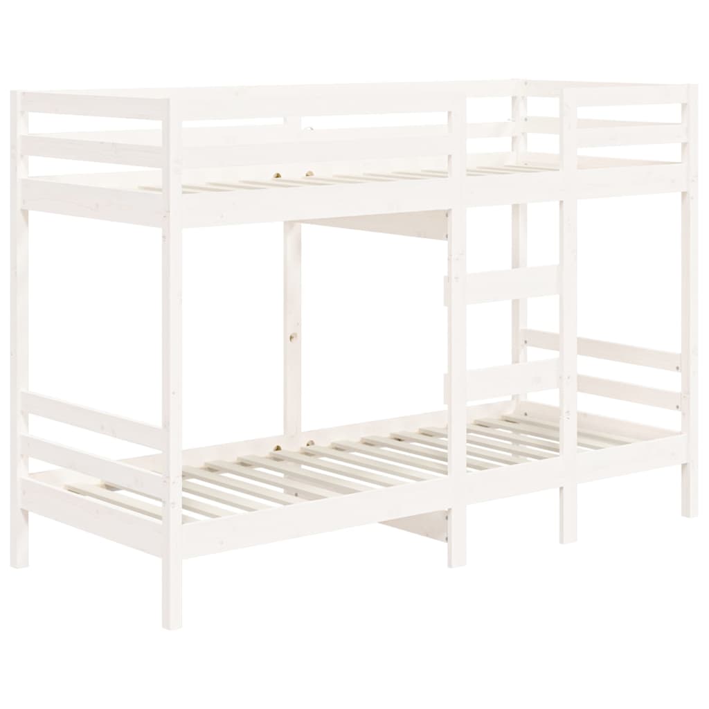 Lit superposé sans matelas blanc 90x190 cm bois de pin massif - XIOS