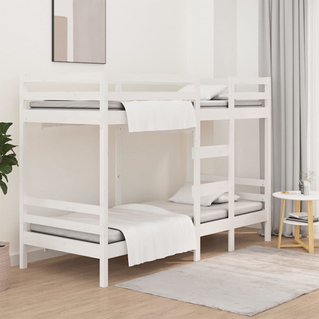 Lit superposé sans matelas blanc 90x190 cm bois de pin massif - XIOS