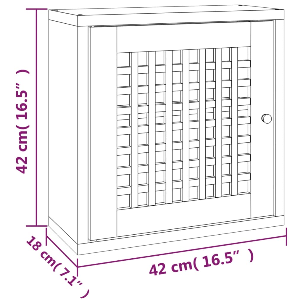 Armoire murale 42x18x42 cm Bois massif de noyer - XIOS