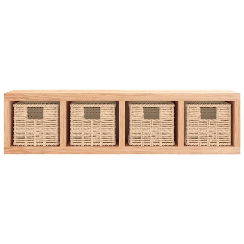 Étagère murale avec paniers 62x18x16 cm Bois massif de noyer - XIOS