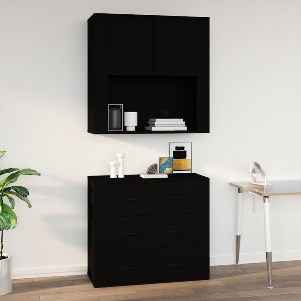 Armoire murale Noir 80x33x80 cm Bois d'ingénierie - XIOS