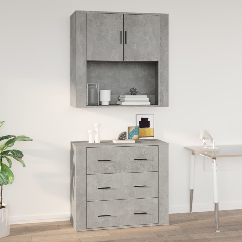 Armoire murale Gris béton 80x33x80 cm Bois d'ingénierie - XIOS