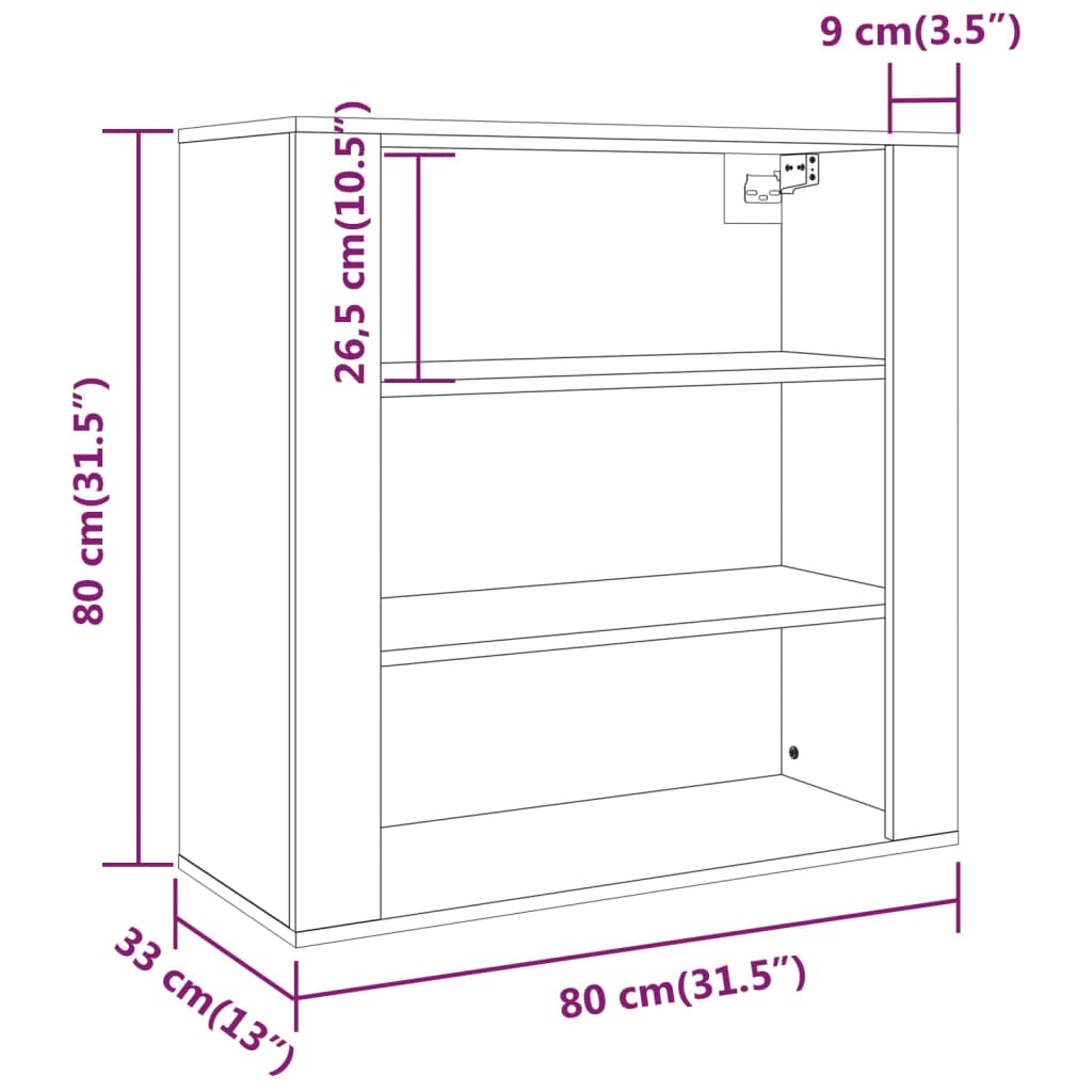 Armoire murale Noir 80x33x80 cm Bois d'ingénierie - XIOS