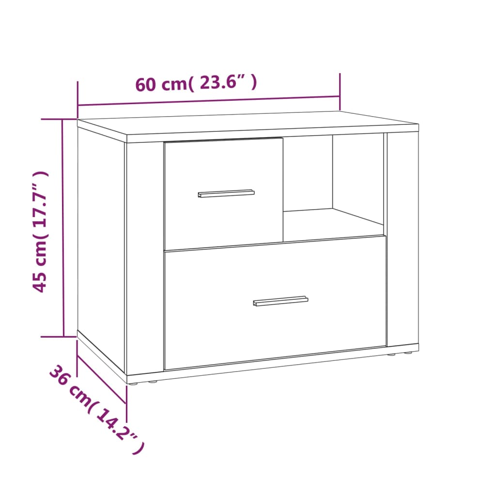 Table de chevet Gris béton 60x36x45 cm Bois d'ingénierie - XIOS