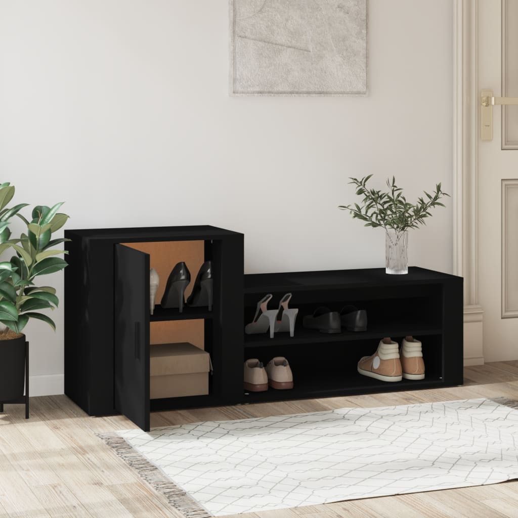 Armoire à chaussures Noir 130x35x54 cm Bois d'ingénierie - XIOS