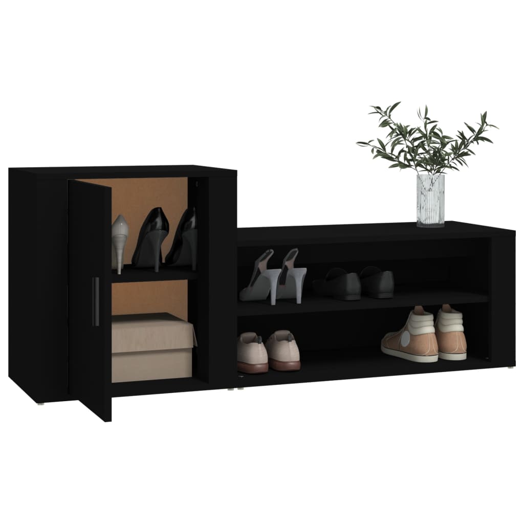 Armoire à chaussures Noir 130x35x54 cm Bois d'ingénierie - XIOS