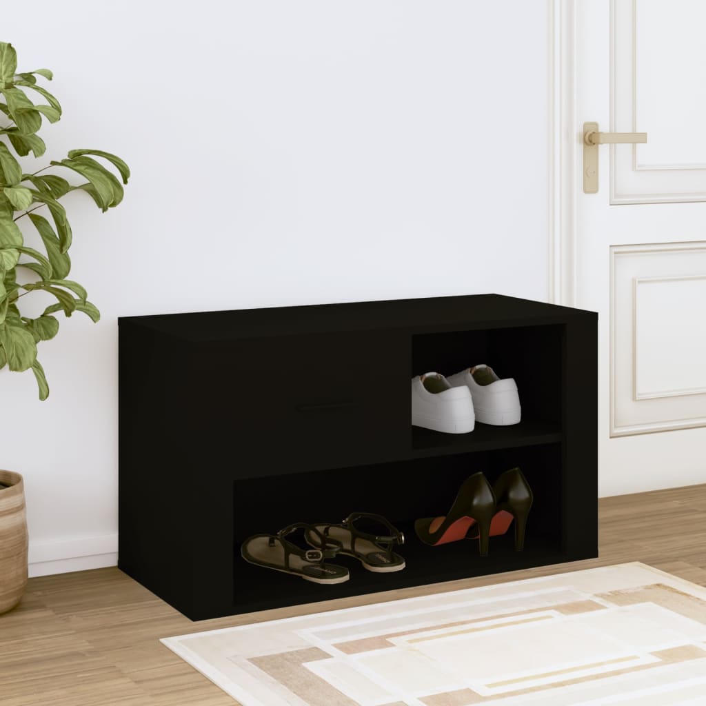 Armoire à chaussures Noir 80x35x45 cm Bois d'ingénierie - XIOS