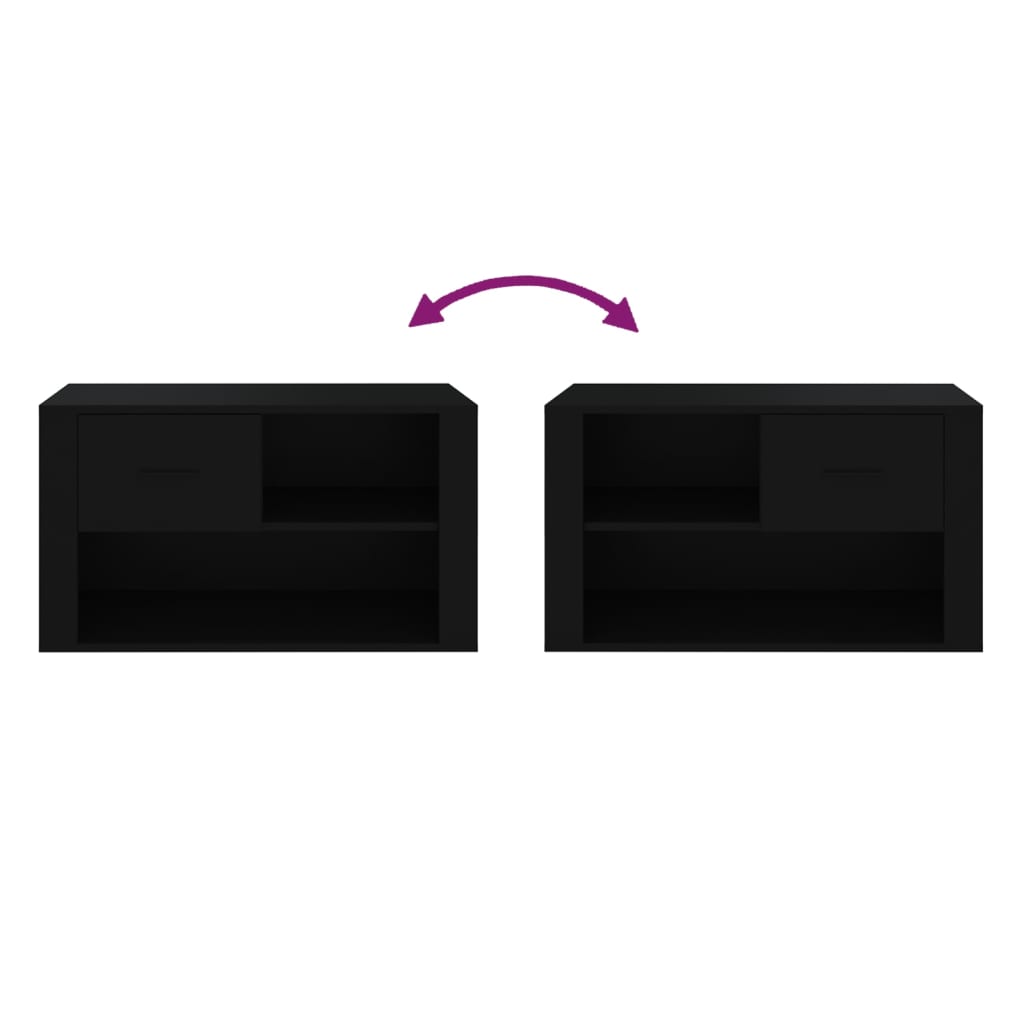 Armoire à chaussures Noir 80x35x45 cm Bois d'ingénierie - XIOS