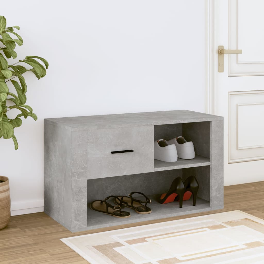 Armoire à chaussures Gris béton 80x35x45 cm Bois d'ingénierie - XIOS