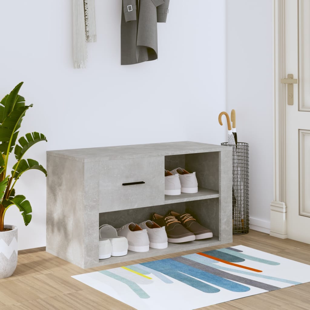 Armoire à chaussures Gris béton 80x35x45 cm Bois d'ingénierie - XIOS