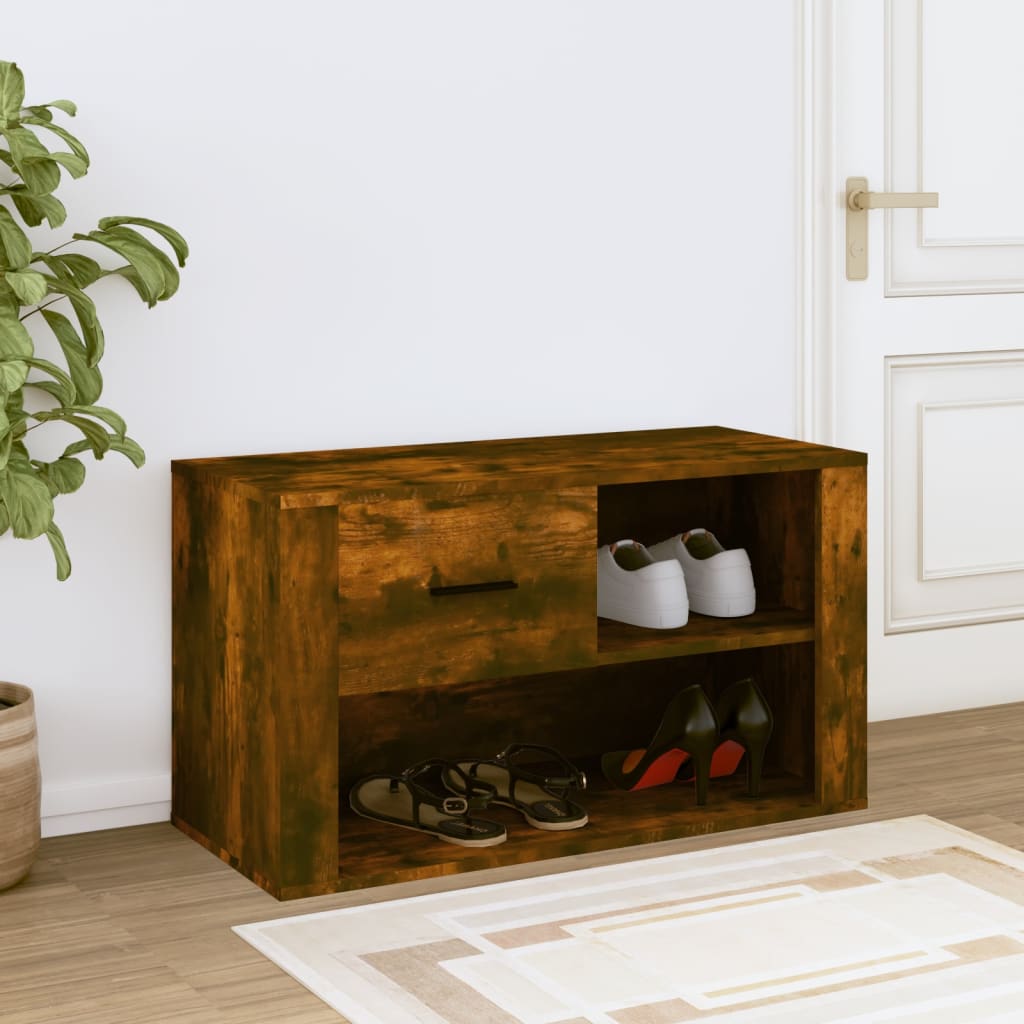 Armoire à chaussures Chêne fumé 80x35x45 cm Bois d'ingénierie - XIOS