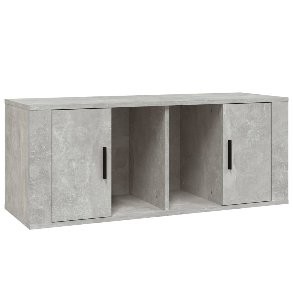 Meuble TV Gris béton 100x35x40 cm Bois d'ingénierie - XIOS