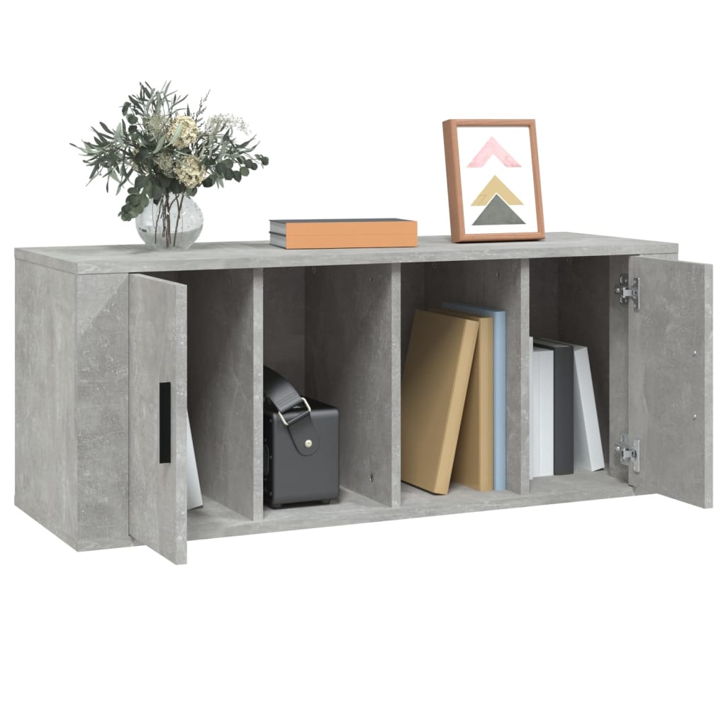 Meuble TV Gris béton 100x35x40 cm Bois d'ingénierie - XIOS