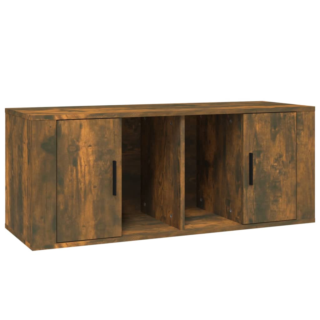 Meuble TV Chêne fumé 100x35x40 cm Bois d'ingénierie - XIOS