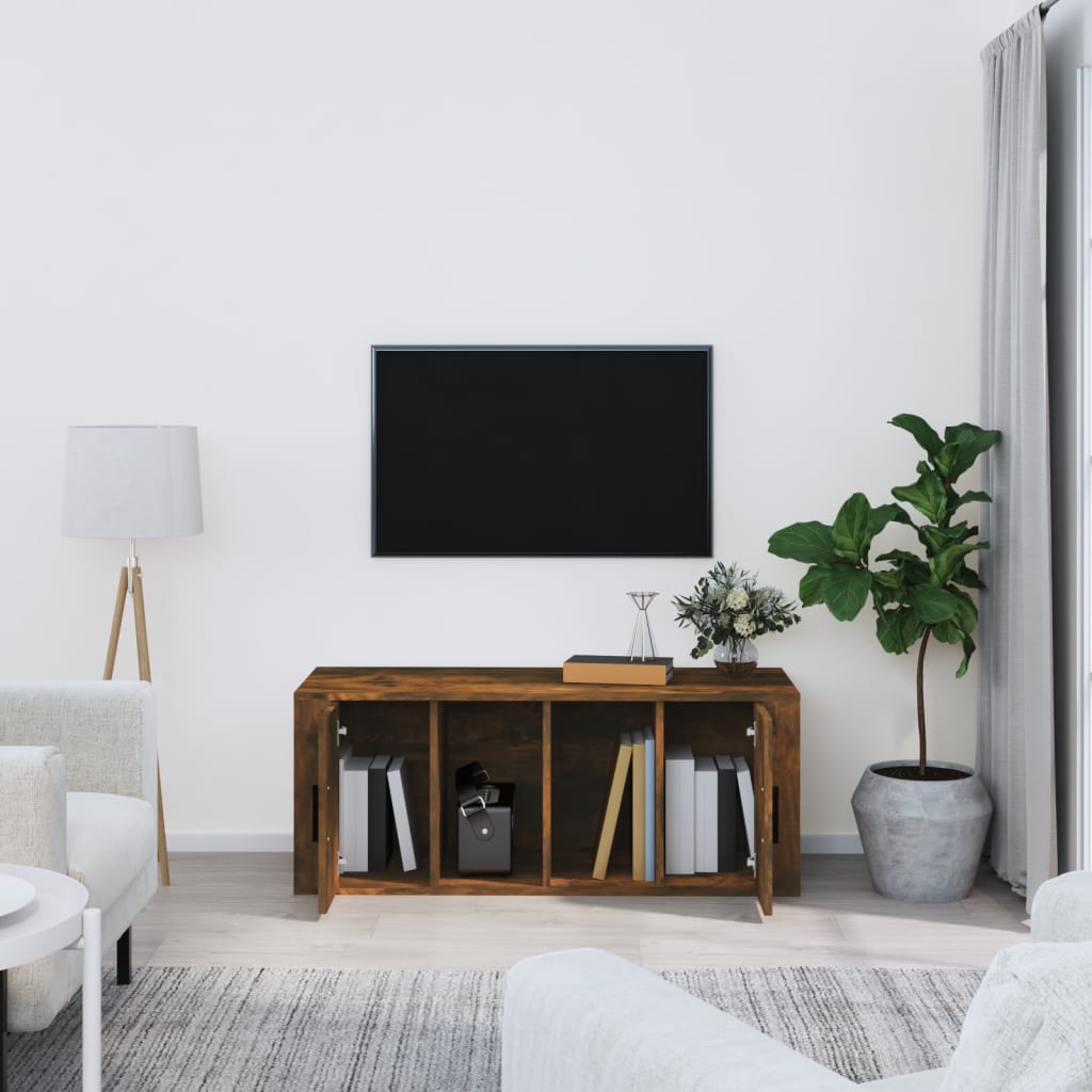 Meuble TV Chêne fumé 100x35x40 cm Bois d'ingénierie - XIOS