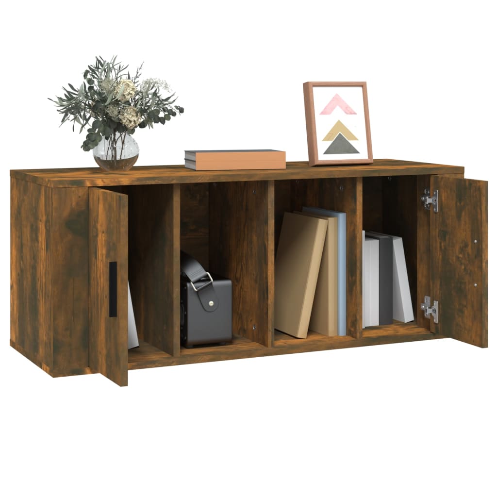 Meuble TV Chêne fumé 100x35x40 cm Bois d'ingénierie - XIOS