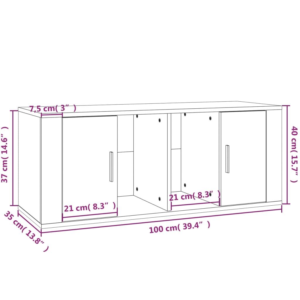 Meuble TV Chêne fumé 100x35x40 cm Bois d'ingénierie - XIOS