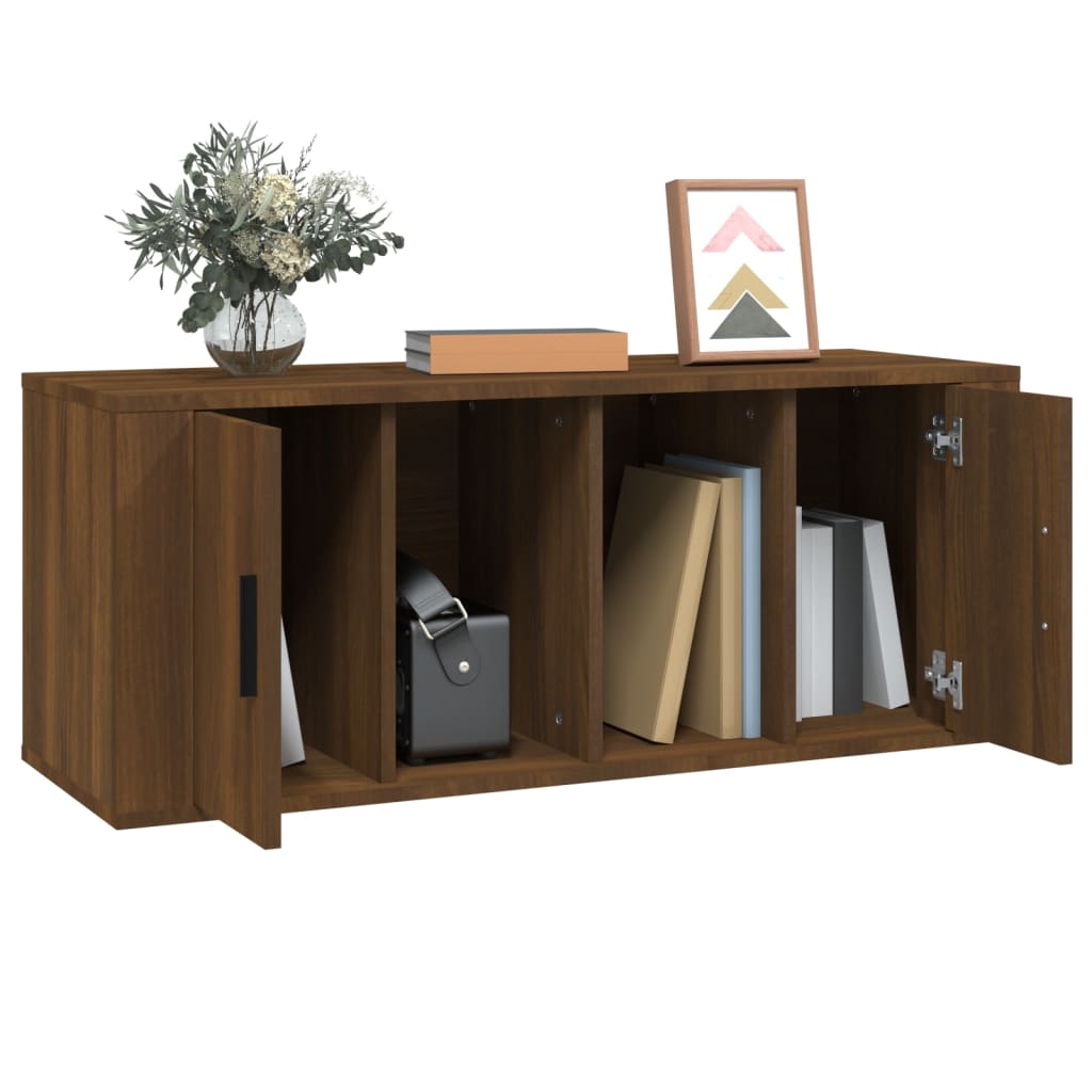 Meuble TV Chêne marron 100x35x40 cm Bois d'ingénierie - XIOS