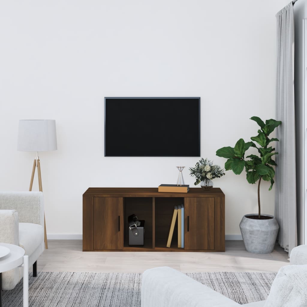 Meuble TV Chêne marron 100x35x40 cm Bois d'ingénierie - XIOS