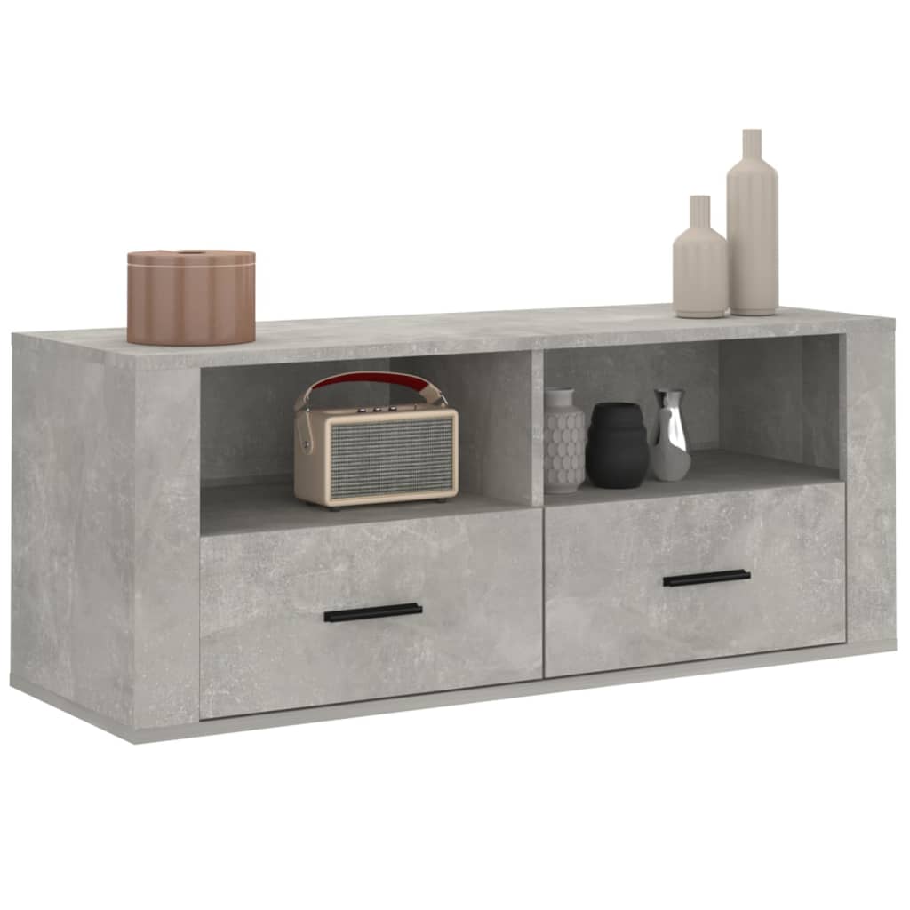 Meuble TV Gris béton 100x35x40 cm Bois d'ingénierie - XIOS