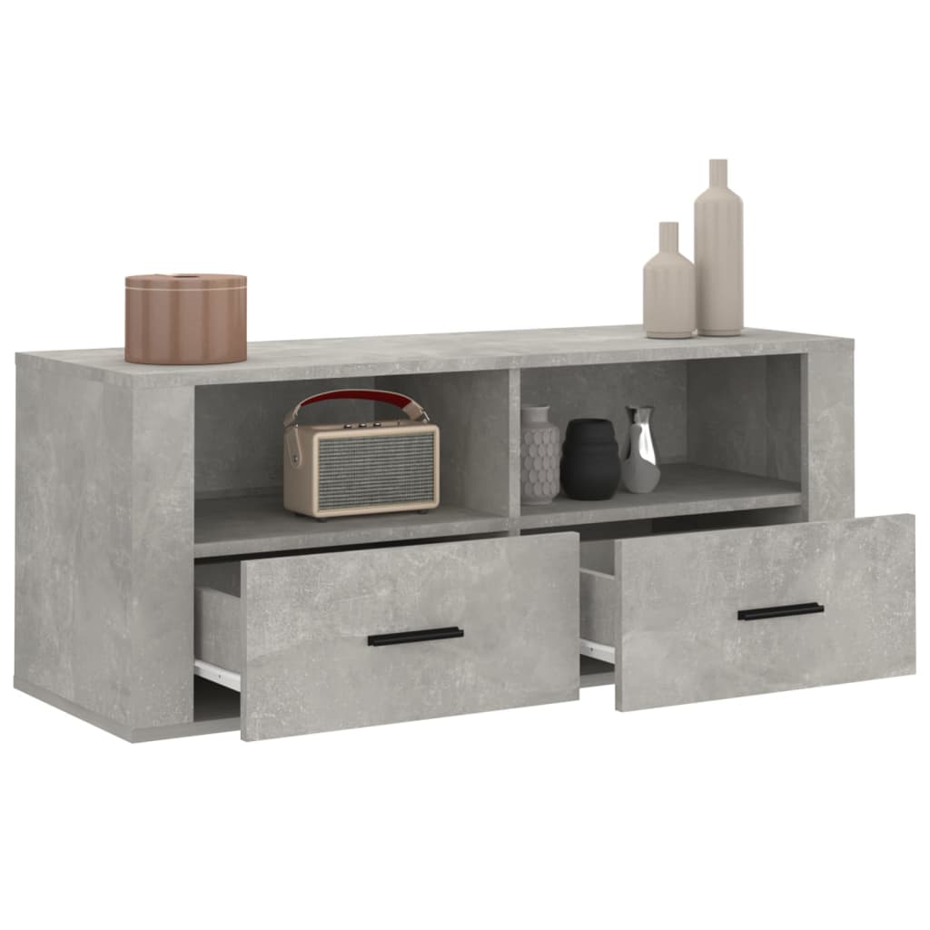 Meuble TV Gris béton 100x35x40 cm Bois d'ingénierie - XIOS