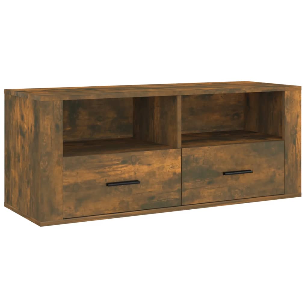 Meuble TV Chêne fumé 100x35x40 cm Bois d'ingénierie - XIOS