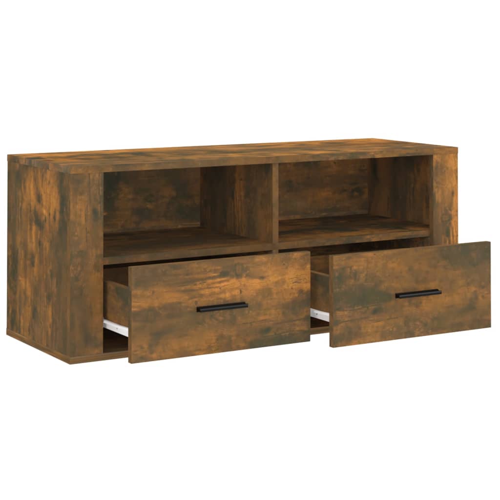 Meuble TV Chêne fumé 100x35x40 cm Bois d'ingénierie - XIOS