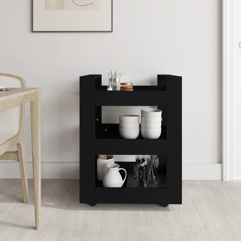 Chariot de cuisine Noir 60x45x80 cm Bois d'ingénierie - XIOS