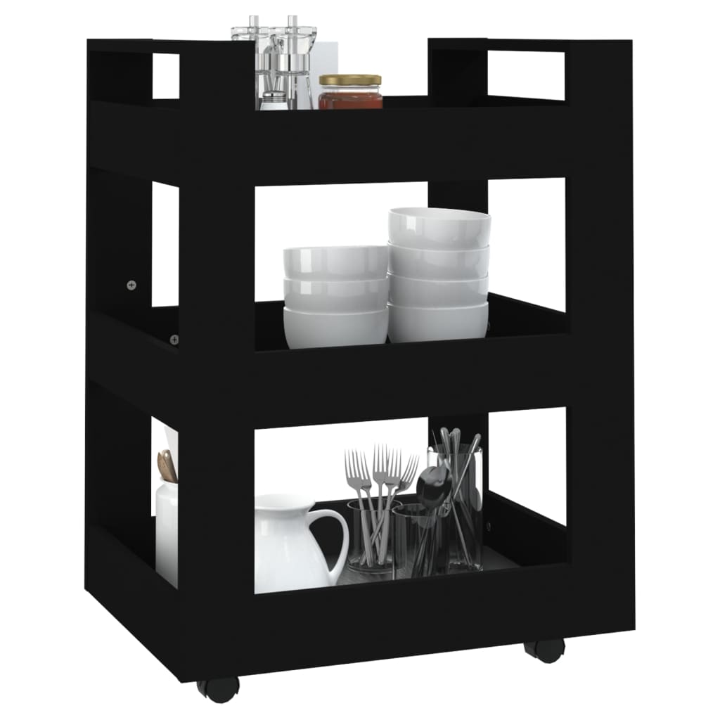 Chariot de cuisine Noir 60x45x80 cm Bois d'ingénierie - XIOS