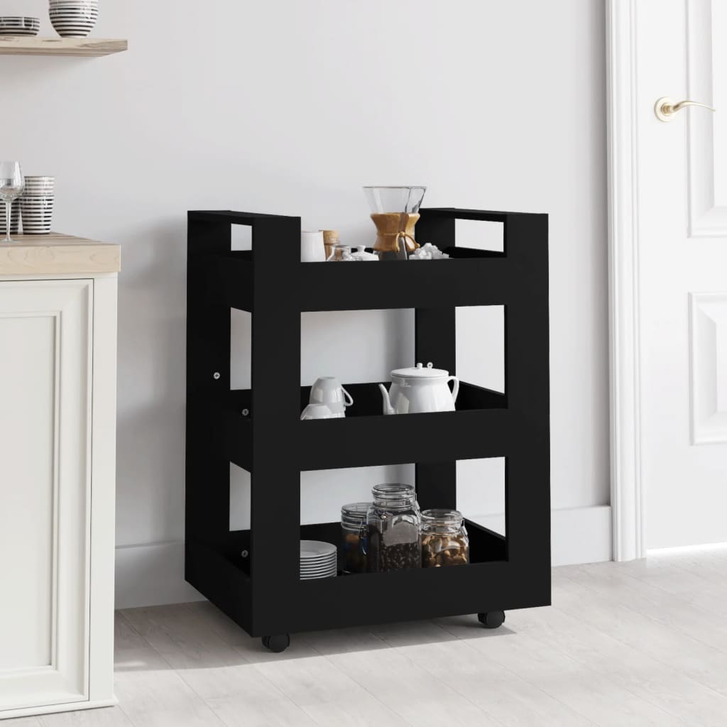 Chariot de cuisine Noir 60x45x80 cm Bois d'ingénierie - XIOS