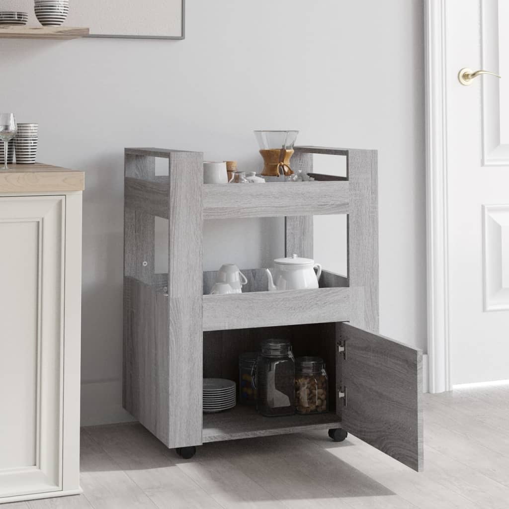 Chariot de cuisine Sonoma gris 60x45x80 cm Bois d'ingénierie - XIOS